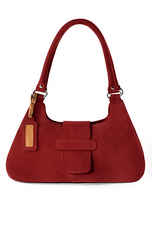Burgundy red women's dress handbag, matching pumps and belts. Top view - Florence KOOIJMAN